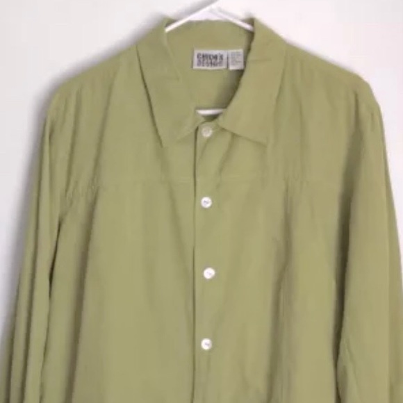 Chicos Design sumptuous avocado green green silk and linen jacket XL - Picture 2 of 5